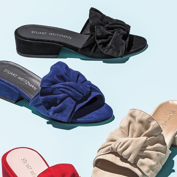 Stuart Weitzman Giftwrap Suede Sandals - Picture 1 of 7